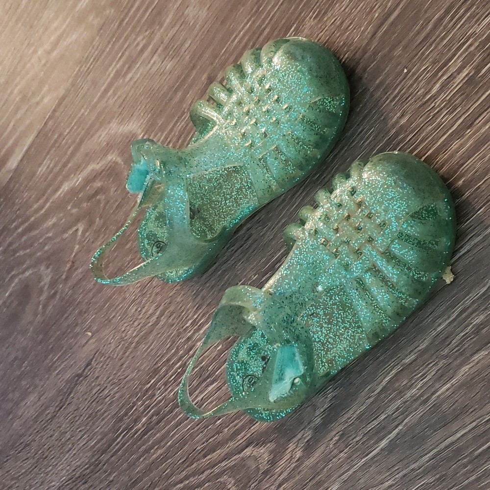 Turquoise sparkling summer sandals